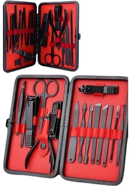 Deri Çantalı Siyah Paslanmaz Çelik 17 Parça Manikür Pedikür Seti - MCT2347-3325 modelleri