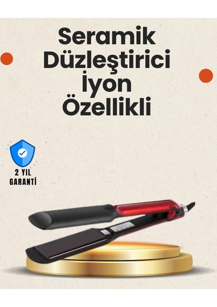 Elektriklenmeyi Azaltan Iyonlu Saç Düzleştirici – Titanyum Plaka ve Şık Tasa - MCT9998-7413