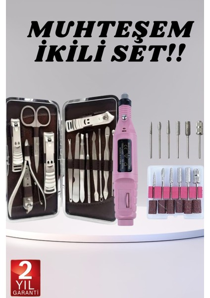 Elektrikli Manikür Pedikür Seti Ikili Set 12 Parça Tırnak Bakımı Törpü Prot - MCT4608-3150