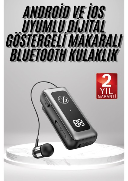 Makaralı Kulaklık Sd Kart Girişli Dijital Göstergeli Kablolu Bluetooth Kulaklık - MCT5401-2637
