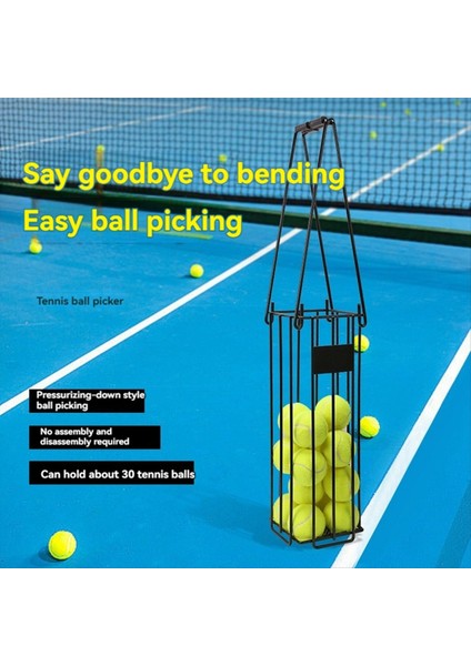 Tenis Ball Hopper Tenis Top Sepeti Taşınabilir Pickleball Hopper Seçici Üst Caddy Metal Pickleball Ball Retriever (Yurt Dışından) indirimleri