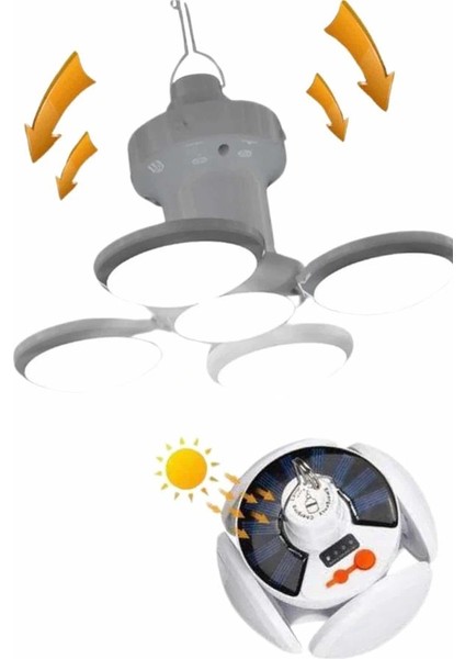 Kamp Lambası Güneş Enerjili Solar 5 Kanatlı Katlanır Lamba Karavan modelleri