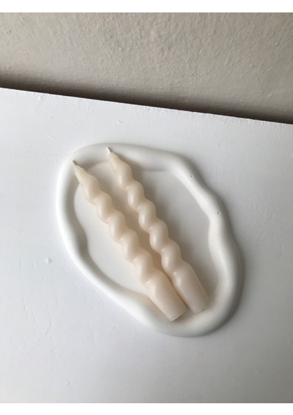 2'li Krem Burgu Şamdan Mumu modelleri