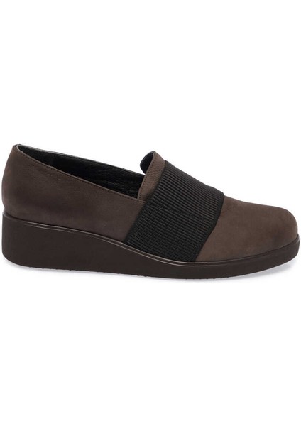 Vizon Hakiki Nubuk Deri Kadın Dolgu Topuklu Ayakkabı - K23S1AY66828-A65