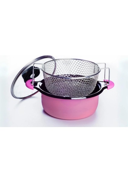 Nbl Emaye Pembe Fritöz Tencere