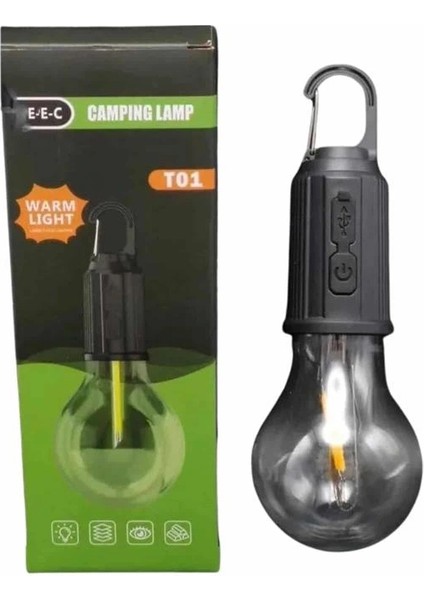 Şarjlı Dekoratif Kamp Lambası Askılı Ampul LED Işık Type-C Girişli fırsatları