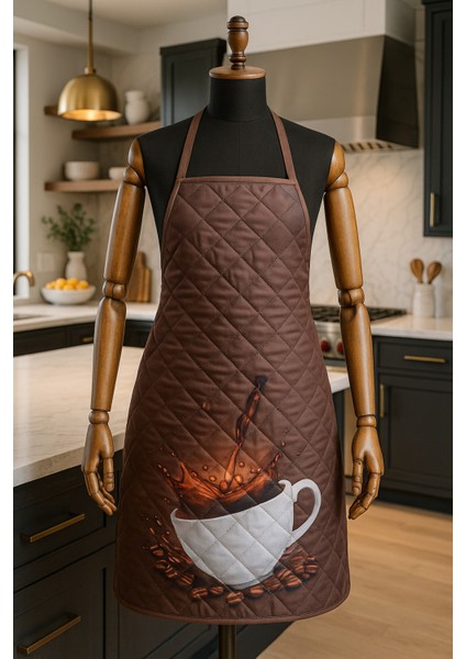 Kapitoneli Sıvı Geçirmez Leke Tutmaz Mutfak Önlüğü Dijital Baskılı Önlük