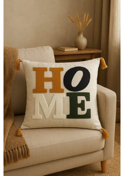 Keten Punch Işlemeli Kırlent Kılıfı 43X43 cm – El Işçiliği Panç Desen & Püskül Detaylı Yastık Kılıfı 2li VEFORMPUNCH2026