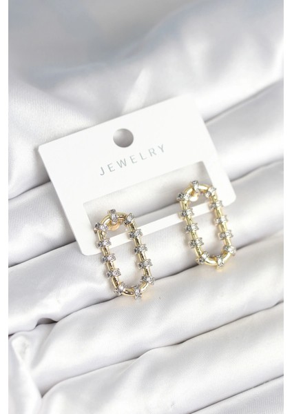 Vintage Model Halka Zirkon Taşlı Kadın Küpe