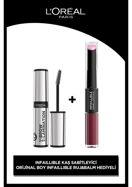 ınfaillible 24H Brow Lamination Şeffaf Kaş Sabitleyici & Infaillible Likit Ruj & Balm - 215 Wine Oclock