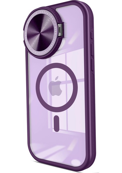 Newface Iphone 15 Pro Kılıf Teleskop Lens Magsafe Silikon Kapak - Derin Mor