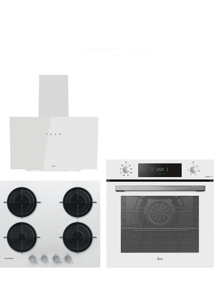 3'lü Ankastre Set Beyaz (HO3158W Fırın / HVW6MW Gazlı Ocak / HDG6C1GWTK Davlumbaz)