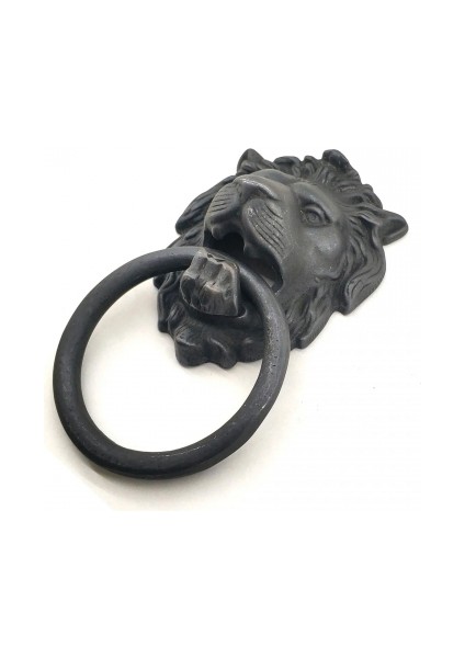 Eco Lounge Antika Tarz Dekoratif Pirinç Aslan Kapı Tokmağı, Taktak - 102X130 Mm, Oksit