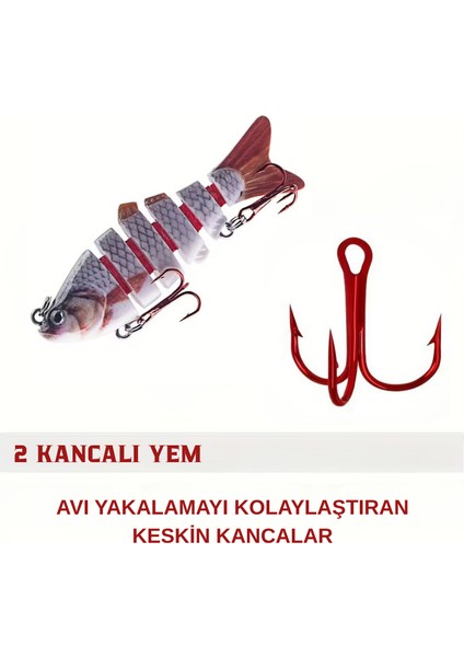 Çok Eklemli Segmentli Suni Balık Yemi Çift Kancalı (6 Cm, 4,4 Gr) Suda Hareket Eder fiyatları