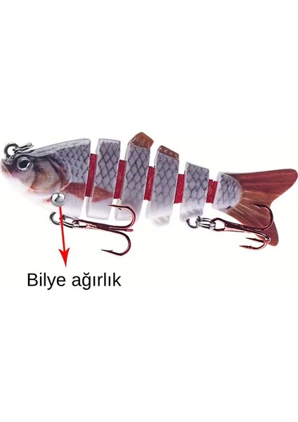 Çok Eklemli Segmentli Suni Balık Yemi Çift Kancalı (6 Cm, 4,4 Gr) Suda Hareket Eder modelleri