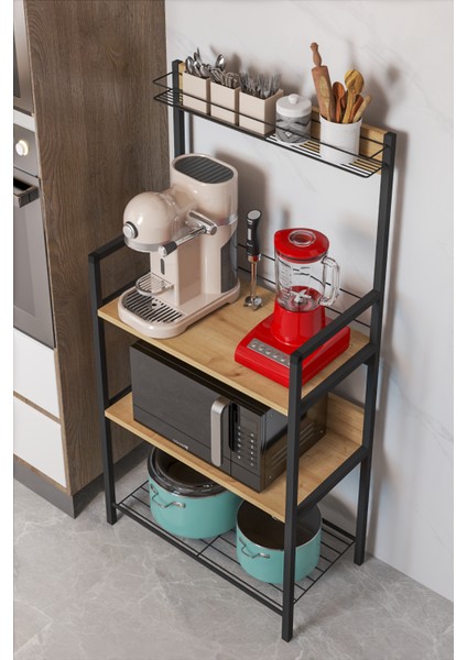 Metal Sepetli Mutfak Bangosu Kahve Köşesi Mutfak Standı Airfryer Mikrodalga Kahve Makinesi Organizer fiyatları