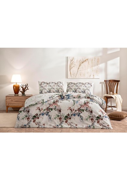 Dalila Ranforce Çift Kişilik Nevresim Takımı Kremrengi