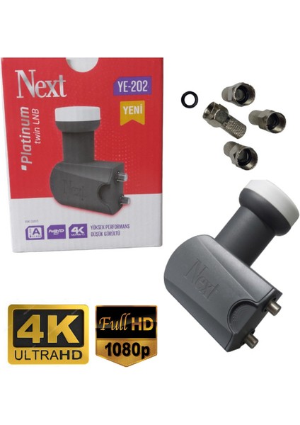 Next 2'li Twin Lnb 35 Metre Next Hazır-Tak-Kullan Anten Kablosu+4 Adet Contalı Konnektör+Lnb Plastiği Uydupark Güvencesiyle