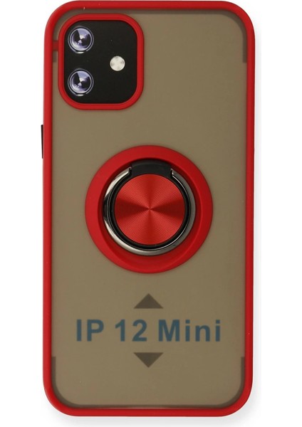 Iphone 12 Kılıf Montreal Yüzüklü Silikon Kapak - Kırmızı