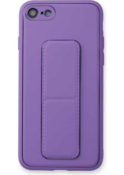 Iphone 7 Kılıf Coco Deri Standlı Kapak - Koyu Lila