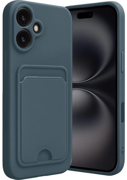 Iphone 16 Kılıf Kelvin Kartvizitli Silikon - Koyu Yeşil