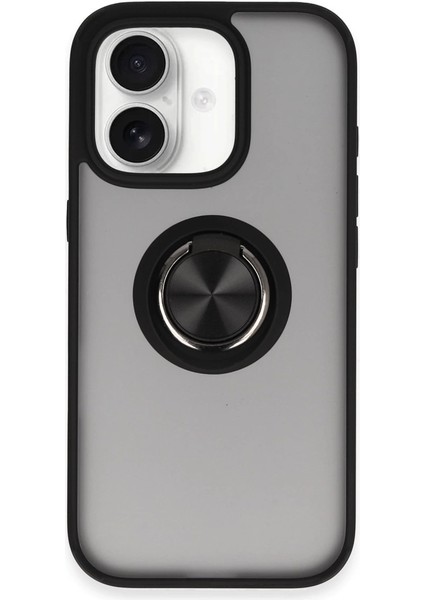 Newface Iphone 16 Kılıf Montreal Yüzüklü Silikon Kapak - Siyah