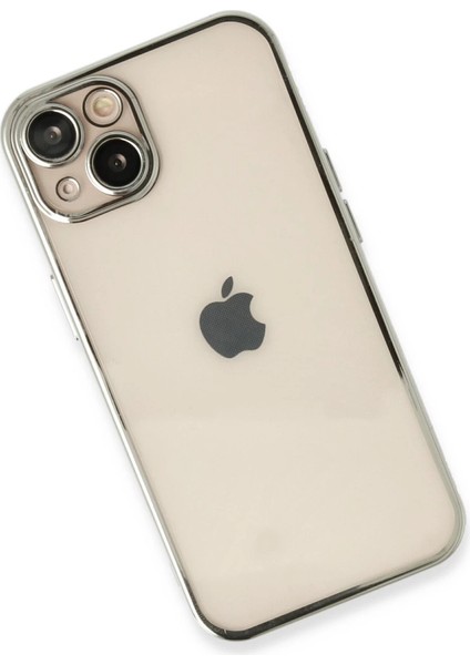 Iphone 13 Kılıf Lensli Silikon - Gümüş modelleri