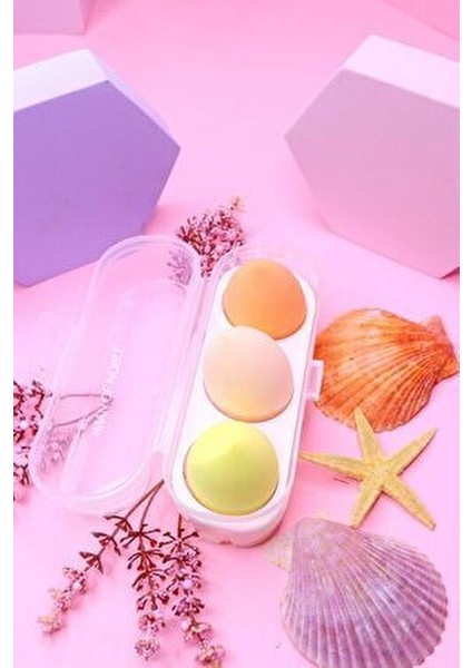 Makyaj Süngeri Seti 3'lü Standlı Renkli Yüz Makyajı İçin Kullanım Kolaylığı modelleri