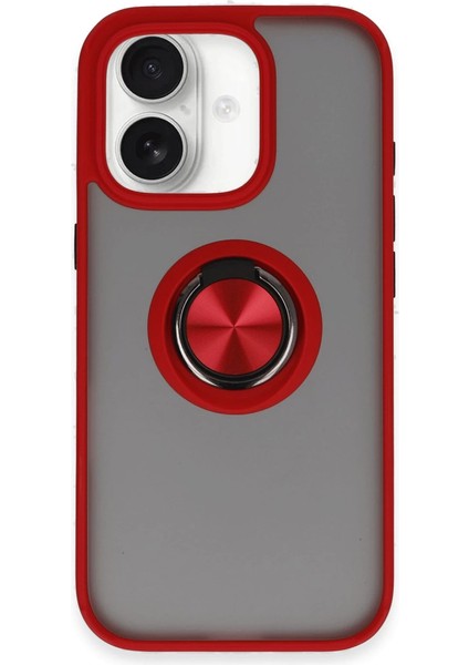 Newface Iphone 16 Kılıf Montreal Yüzüklü Silikon Kapak - Kırmızı