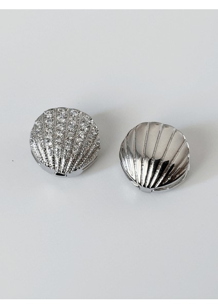 Açılır Kapanır Taşlı Deniz Kabuklu Silver Küpe fiyatları
