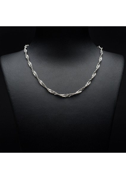 60 Mikron Rodyum Singapur Gümüş Zincir