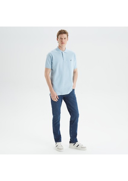 Erkek Mavi Classic Fit Kısa Kollu Polo Yaka T-Shirt K35000T.4FS