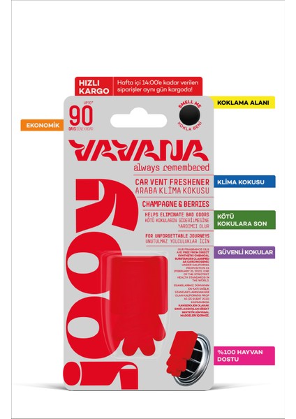 Araba Klima Kokusu - Jooy Oto Kokusu | 90 Gün Etkili Araç Kokusu - Champagne & Berries fırsatları