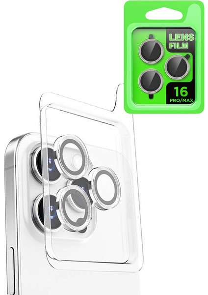 Iphone 16 Pro Max Raze Metal Kamera Lens - Beyaz