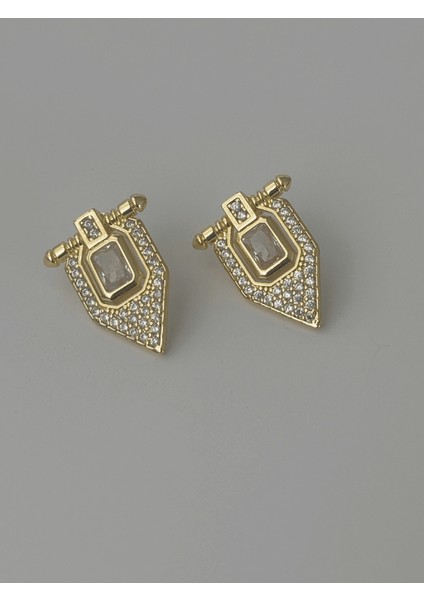 Serenay'ın Büyük ve Küçük Taşlı Gold Küpesi