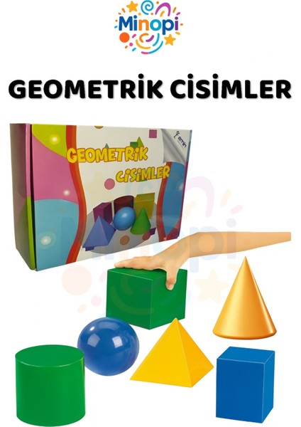 Geometrik Cisimler ve Şekiller Büyük Boy 1 Paket Matematik Ders Materyali 10 cm 6 Parça Prizma Küp