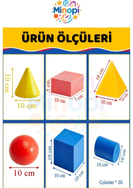Geometrik Cisimler ve Şekiller Büyük Boy 1 Paket Matematik Ders Materyali 10 cm 6 Parça Prizma Küp fiyatları