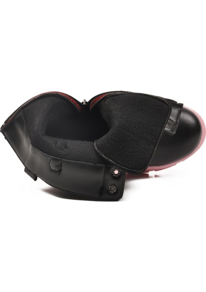 Siyah-Pembe Fermuarlı Kaymaz Taban Çocuk Bot G-1001 F fırsatları