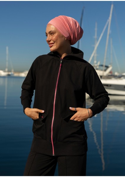 Tesettür Eşofman Fuşya Fermuarlı