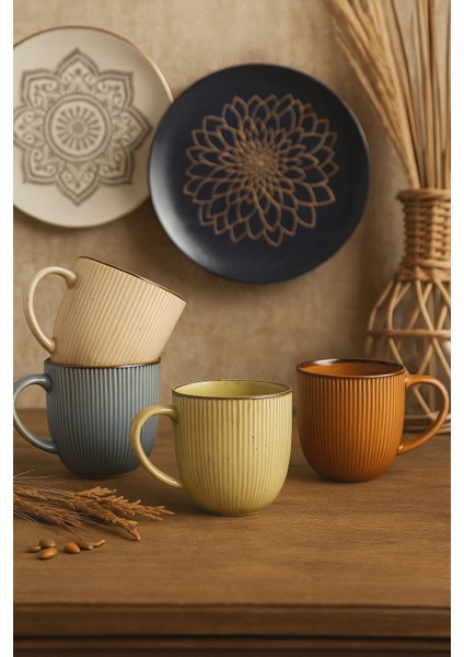 Kadıkızı 4 Parça Calma Noma 4 Kişilik Porselen Kupa Takımı 240 cc