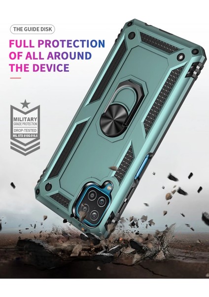 Samsung Galaxy A22 Kılıf Sofya Yüzüklü Silikon Kapak - Yeşil