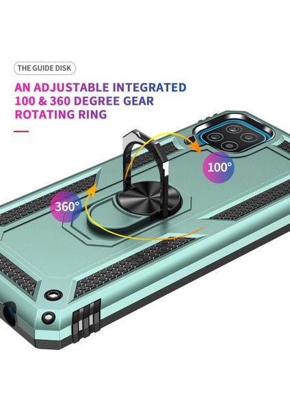 Samsung Galaxy A22 Kılıf Sofya Yüzüklü Silikon Kapak - Yeşil