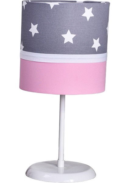 Gri Yıldızlı Pembe 2.li Set M-0388 Kumaş Kaplama Genç ve Çocuk Odası Avize ve Abajur Takımı modelleri