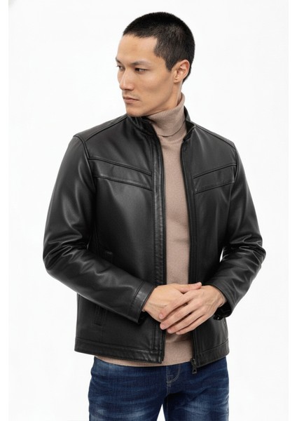 Alvin Siyah Hakim Yaka Fermuarlı Astarlı Kısa Erkek Hakiki Deri Mont fiyatları