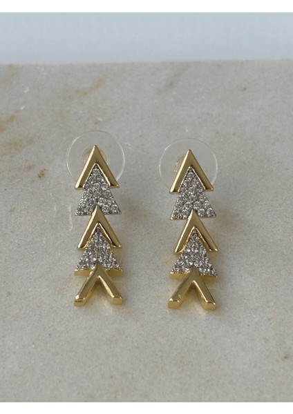 Çift Renkli Ok Detaylı Sallantılı Küpe