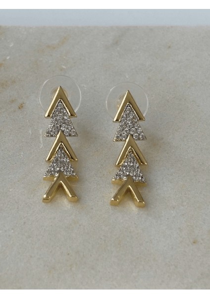 Çift Renkli Ok Detaylı Sallantılı Küpe modelleri