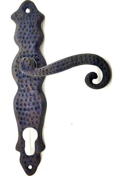 Antika Tarz Dekoratif Pirinç Ferforje Oda Kapı Kolu - 210X43 Mm, Oksit