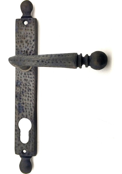 Antika Tarz Dekoratif Pirinç Misket WC Banyo Kapı Kolu - 245x34 mm, Oksit