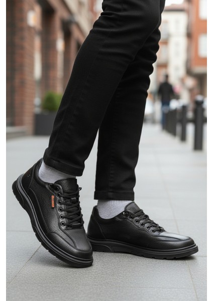 Siyah Floter Hakiki Deri Titreşimli Masaj Destekli Erkek Günlük Ayakkabı 260043 M