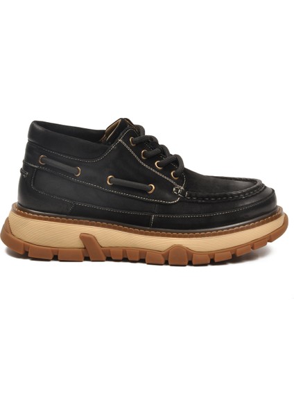 Siyah Nubuk Hakiki Deri Erkek Günlük Ayakkabı 25K550 M fiyatları